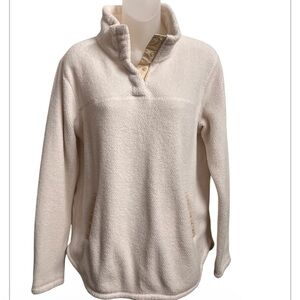 T x S - Cream White Fleece Snap Neck Pullover Long Sleeve Size Medium